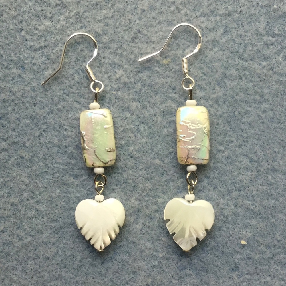 Mother of Pearl Heart Charm & Bead Drop Earrings